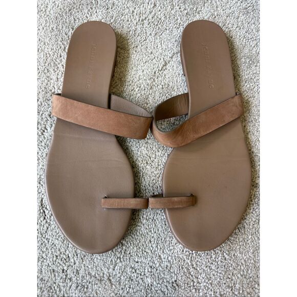 Jenni Kayne Oiled Leather Strap Sandals Toe Post Flats in Tan Women's 38 US 7.5, - Picture 4 of 9